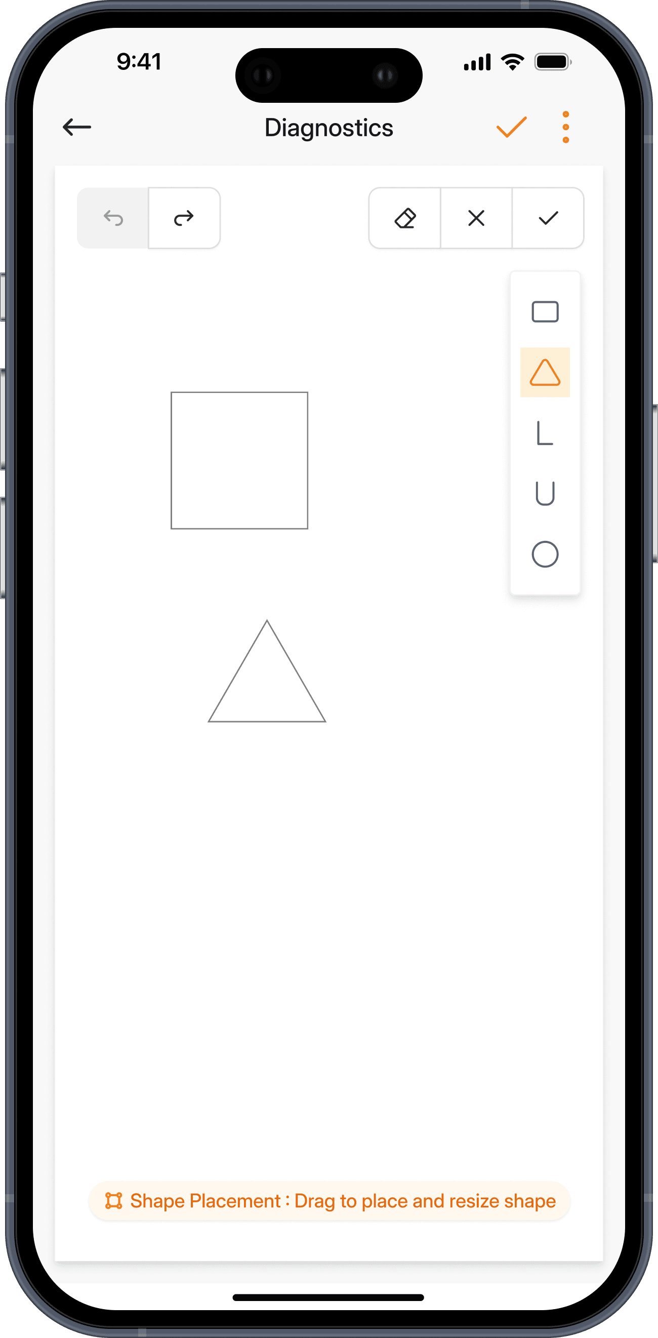 Placing pre-built shapes on the plan
